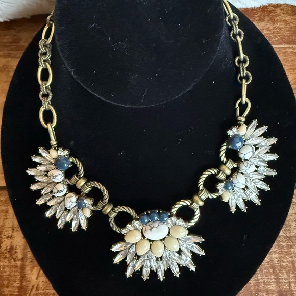 Chloe + Isabel Gold and Blue Statement Necklace with Fan Design - Picture 8 of 10